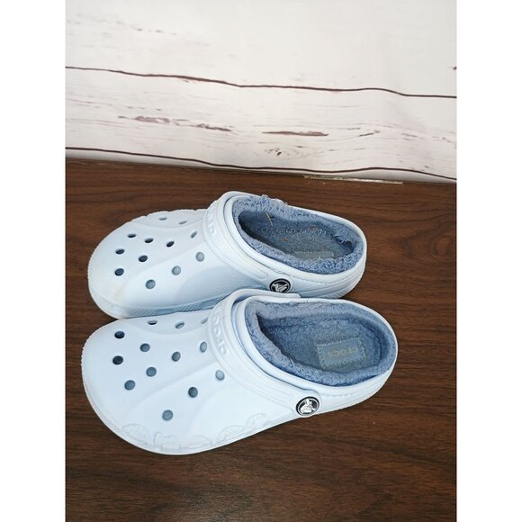 Kids Crocs Classic Clogs J1 light Blue Winter Lined Slip-On Comfortable Shoes - Picture 5 of 7